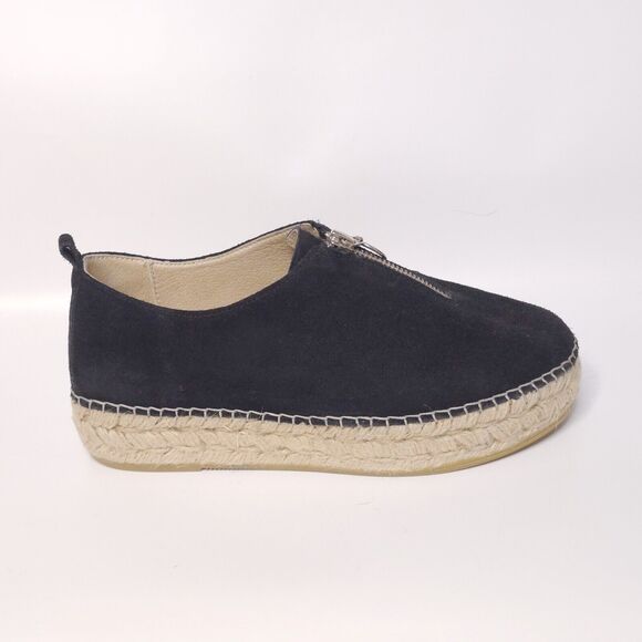 UNITY IN DIVERSITY Espadrille Platform Shoes Zip Black Suede Minimalist Sz 38 - Picture 2 of 8